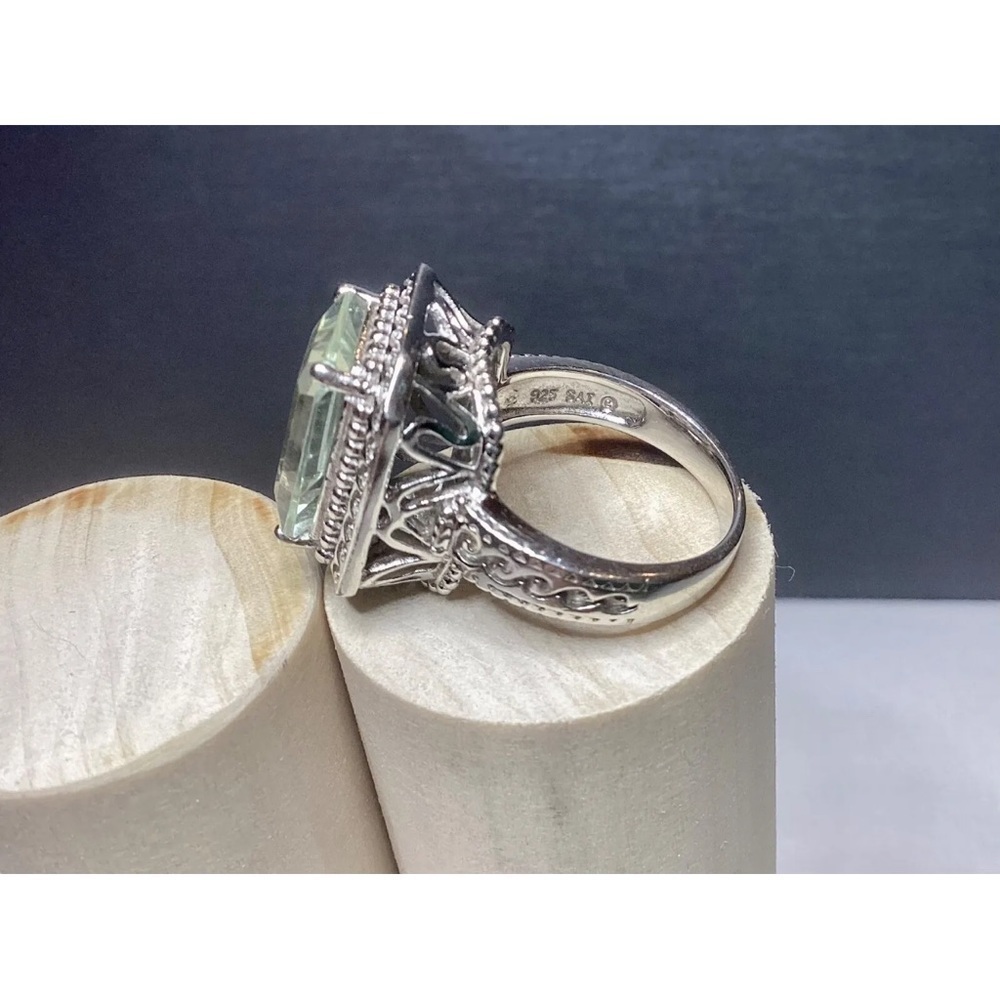 💚Rectangular Cut Quartz Sterling Silver Ring by Sai Krishna Jewelry SZ 7💚 - Picture 7 of 11
